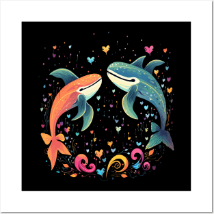 Whale Couple Valentine Posters and Art